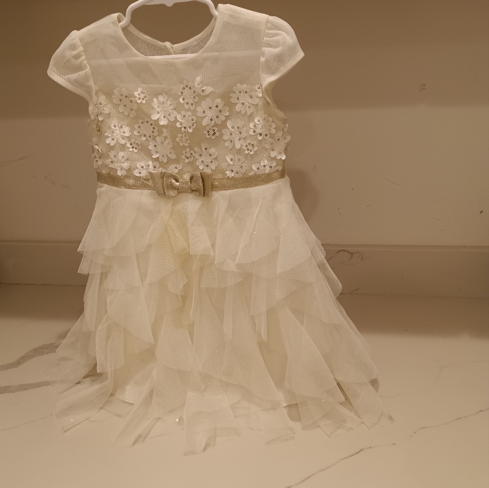 Elegant White Floral Kids Dress